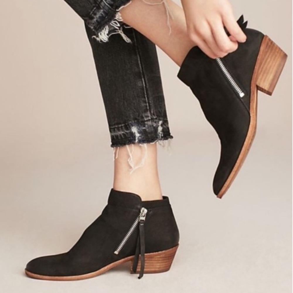 Sam Edelman Packer Suede Leather Double Zip Ankle Booties Black Size 8